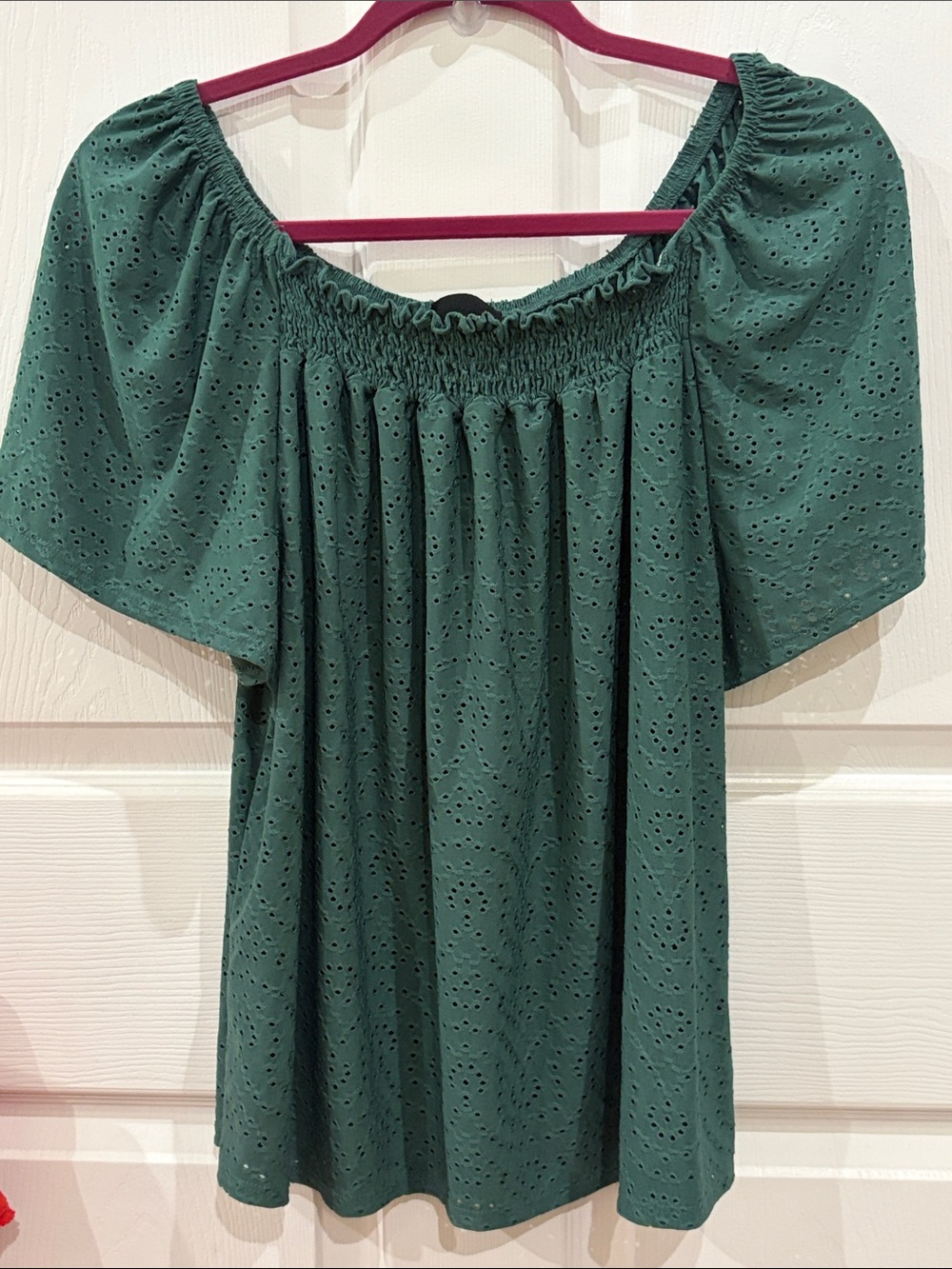 W5 Green Eyelet Women's Top Large L